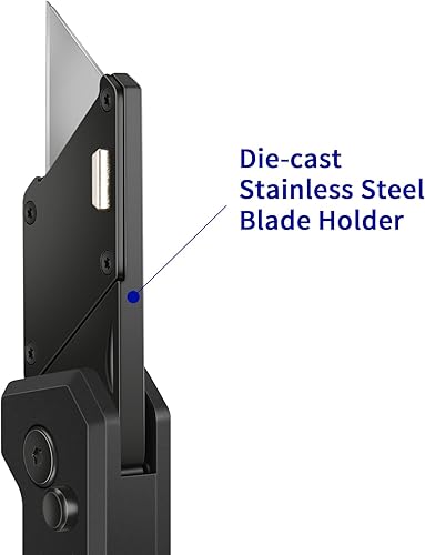 Miniatura 4 de Cuchillos utilitarios, cuchillo utilitario plegable con hoja de cambio rápido, cortador de caja, bloqueo de botón (1 paquete con 5 cuchillas