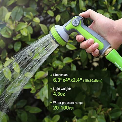 WORKPRO Garden Hose Nozzle, Water Sprayer Nozzle with 10 Adjustable Water Patterns, Thumb Control On Off Valve, High-Pressure Water Sprayer for Outdoor Watering Plants, Car washing, Showering Pets - Thumbnail 4