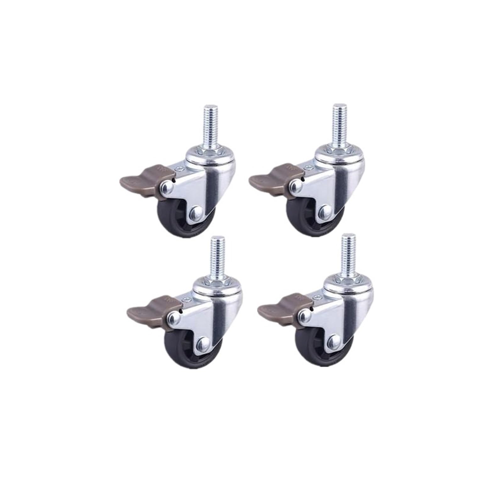 MXXDMOPD 4 Pieces/lot 1 inch Black PP Caster Flat Lightweight Swivel Wheel Sofa Pulley Office Chair(Screw-brake-m6)