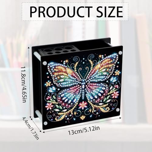 Image of DIY 5D Diamond Painting Pen Holder, Colorful Butterfly Diamond Art Pen Holder Organizer, Crystal Rhinestones Art Desk Organizer with Beads, Pencil Organizer for Craft Desk or Gift