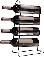 Suporte de vinho Adega de Mesa vertical para 4 Garrafas de Vinho Suporte Bancada Cozinha Aço Preta Pliar