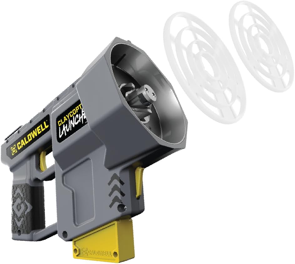 Caldwell ClayCopter Handheld Electric Target Launcher with Rechargeable Battery, Launches Single and Double Targets up to 100 YDS, Variable Speed, for Target Shooting