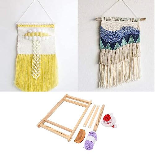 Pssopp Kit de tecelagem, moldura grande, multiartesanato, tecelagem de madeira feita à mão para cria