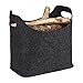 Produktbild Relaxdays Kaminholzkorb aus Filz, HxBxT: 39,5 x 40 x 23 cm, 2 Griffe, faltbar, Zeitungshalter, Filzkorb, anthrazit