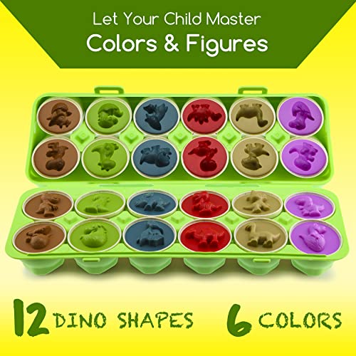 Play Brainy Dinosaur Matching Eggs For Toddlers, 12 Pc. Set, Colorful Early Learning And Educational Stem Fun Teaches Colors And Shapes, Sorting And Fine Motor Skills, Recognition, Easter Gift #TOP1