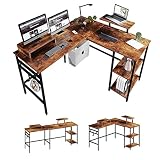 Wildhome 51" L Shaped Desk & Long Desk,Corner Gaming Desk with Monitor Stand, Home Office Workstatio