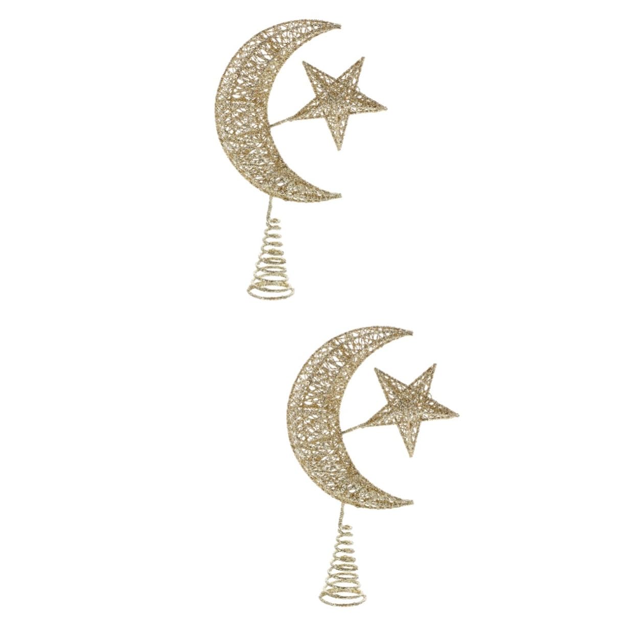 Estrella superior del árbol de Navidad PRETYZOOM de 2 piezas con purpurina dorada brillante