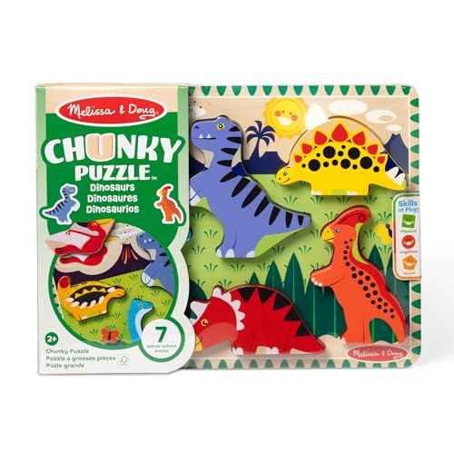 Image of Melissa & Doug Dinosaur Wooden Chunky Puzzle (7 pcs) - FSC Certified (Pack of 12)