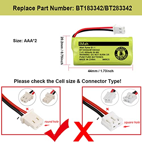 Imah Bt183342 Bt283342 Bt166342 Bt266342 Bt162342 Bt262342 Cordless Phone Battery Compatible With Vtech Cs6114 Cs6419 Cs6609 Cs6719 At&T El50003 El52300 Crl80112 Crl82312 Handsets Telephone, 4-Pack #TOP1