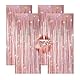 Qiuruoo 4 Stück Lametta Vorhang Rose Gold, Quastenförmige Glitzervorhang für Partydekoration, Geburtstagsdekoration, Hochzeitsbühnendekoration (1m*2m)