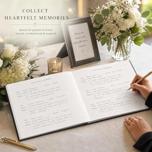 Image of ZICOTO Beautiful Funeral Guest Book for The Celebration of Life - The Perfect Hard Cover in Loving Memory Book with Ample Space to Sign in for Guests - Premium Craftsmanship for Honoring Loved Ones