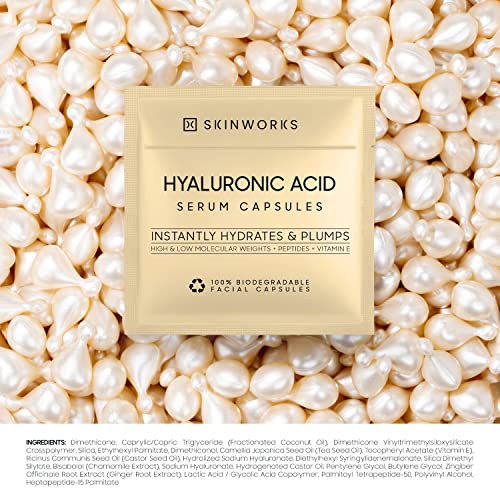 Skinworks Hyaluronic Acid Serum For Face, With Vitamin E, Anti Aging Serum For Fine Lines & Wrinkles, Hydrating Serum, Face Moisturizer To Plump And Repair Dry Skin, Unscented, Gel, 5 Individual Capsules #TOP6