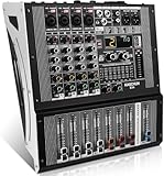 KASCHUN EX4 4-Channel Stereo Audio Mixer with 99 DSP Effects, 250Wx2 @4Ω Amplifier, 48V Phantom Power & Bluetooth, DJ Mixer for Studio Recording, Concerts, Karaoke, Party PA System​