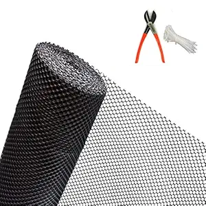 MESH Planet UV Stabilized Garden Fencing Net_Tree Guard Net_Anti Bird Net_PVC Virgin HDPE_3.3 Feet Height X 15 Feet Length_Black Color_800 GSM with 1 Cutter and 100 PVC Tags MPAVC14