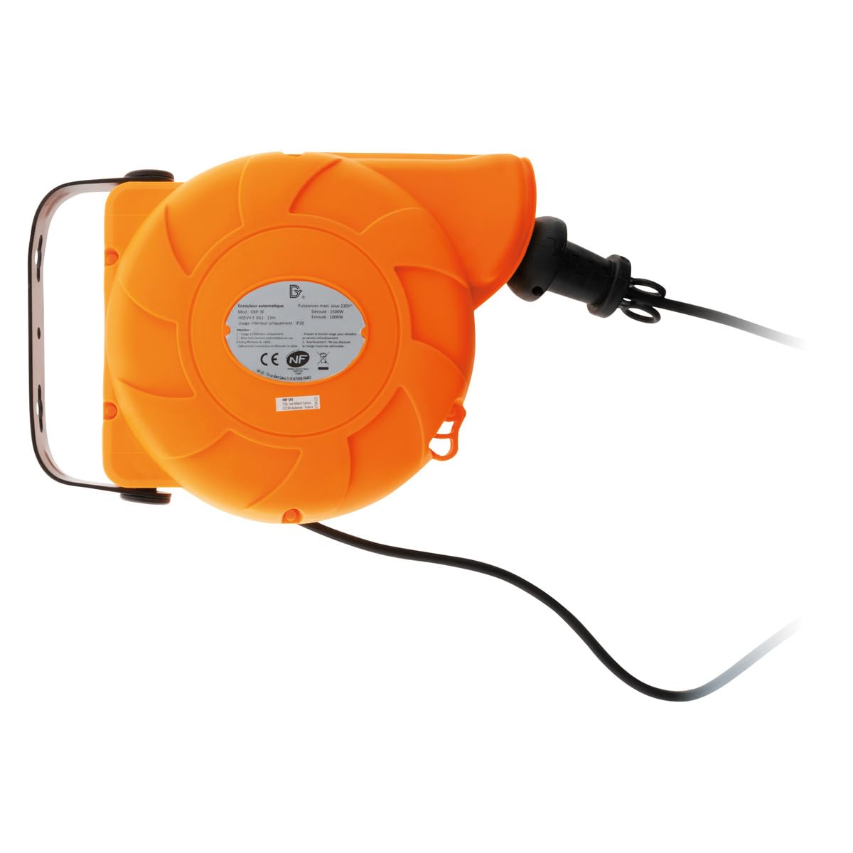 Zenitech - Set di 4 avvolgitori da parete, cavo HO5VV-F, 3G1mm², 11 m + 2 m, colore: Arancione