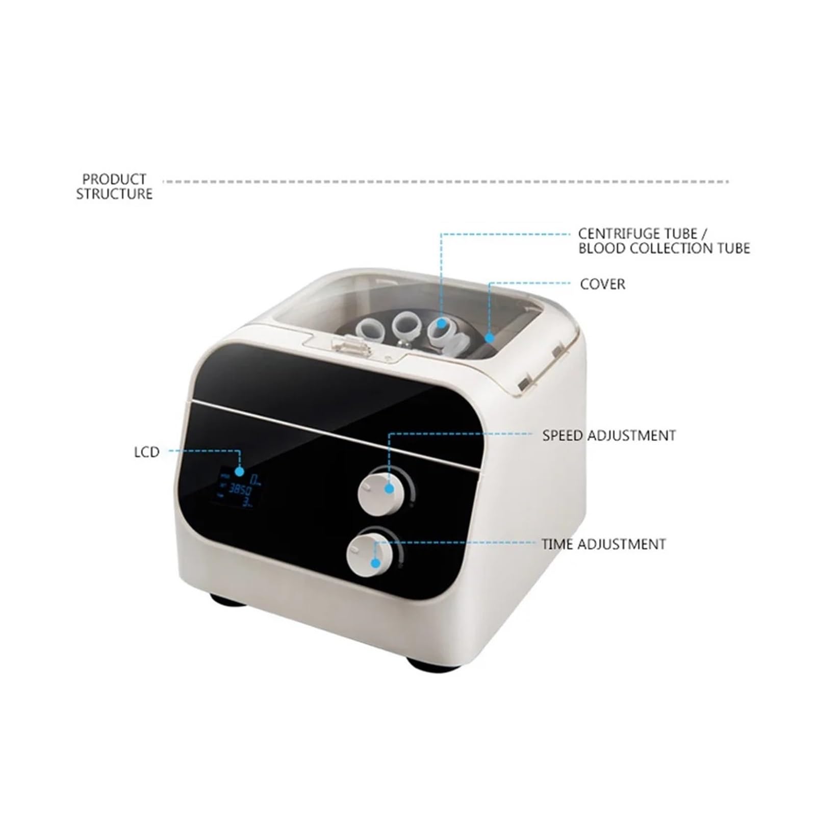 Laborzentrifuge, 4000 U/min Blutzentrifuge Prp Plasmazentrifugenmaschine Digitales Medizinisches Zentrifugenlabor 10 Ml 50 100 Zentrifugenröhrchen(24x10ml)