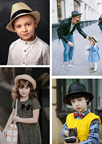 Koreshion Kids Girls Boys Floppy Straw Hat Summer Short Brim Fedora Panama Cap Beach Sun Visor Hats White #TOP6