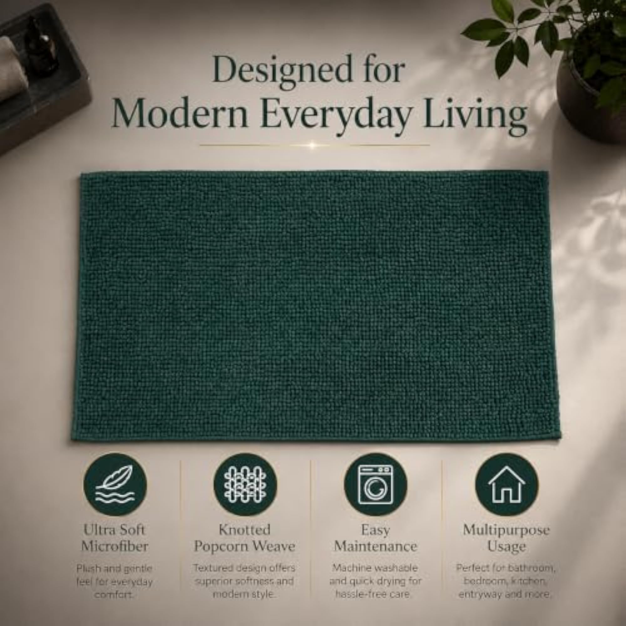 Premium Popcorn Microfiber Bath Mat, Ultra Soft Rug