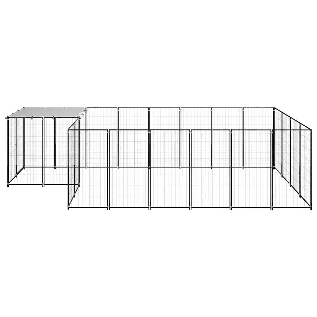 Perrera de acero con recubrimiento en polvo con caño de 8,47 m², techo de agua, puerta con cerradura, recinto modular para cachorros y perros, protección segura en el jardín y uso al aire libre