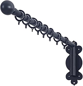 RSBFER 180 Curtain Rods Heavy Duty Swing Arm Curtain Rods, 50cm/20in, Black Metal, Ideal for Windows of Different Sizes