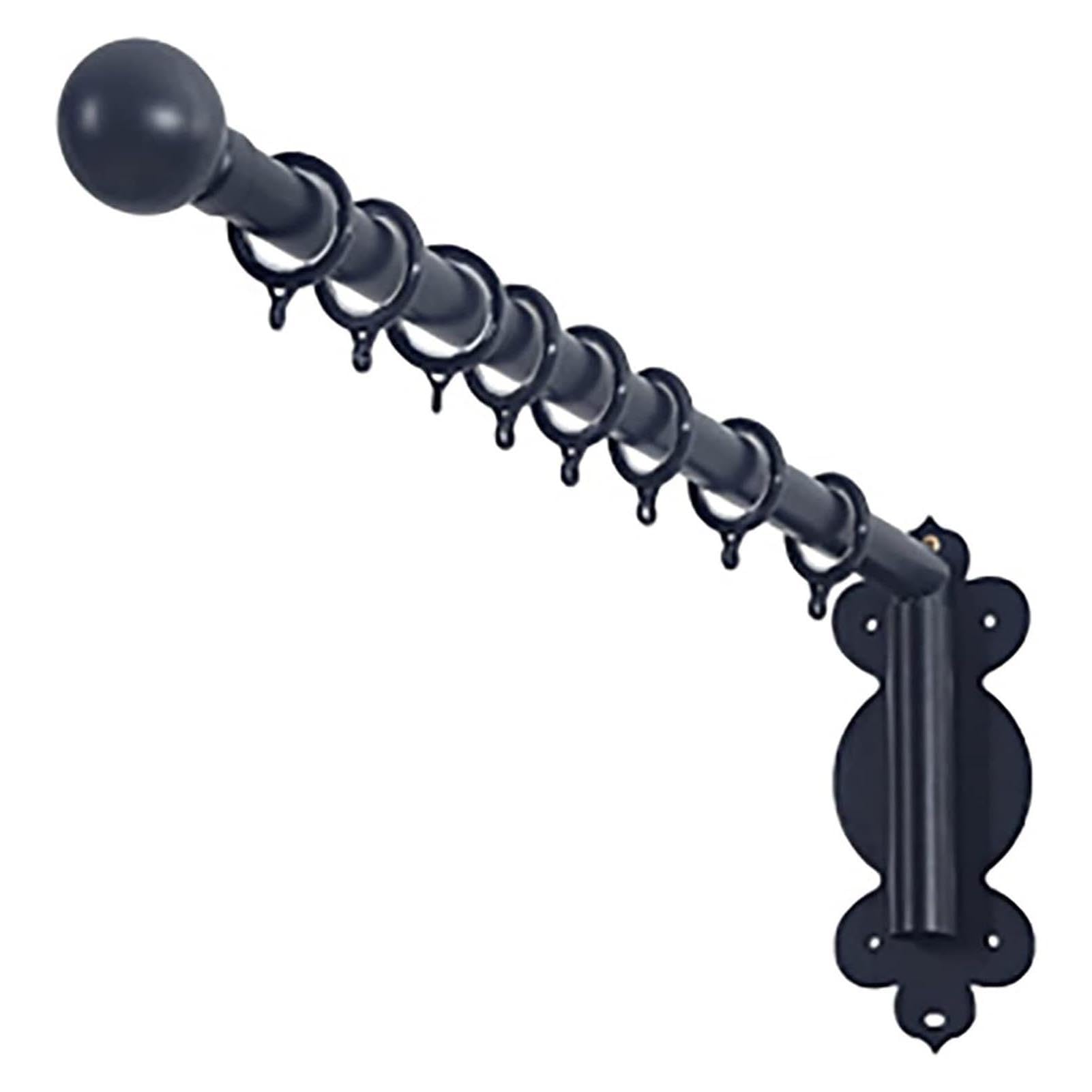 Curtain Stand, 180 Curtain Rods, Heavy Duty Swing Arm, Black Metal