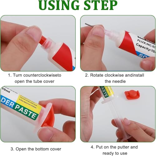 Image of 10ml 8341 No Clean Solder Flux Paste Soldering Flux 40ml Pneumatic Dispenser with Plunger and Dispensing Tip for Electronics Pcb Ic Cellphone Cpu Led Bga Repairing-4 Pack