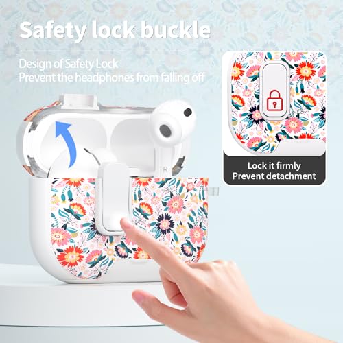 Image of for AirPods Pro 3 Case with Lock & Phone Stand,Cute Floral Pattern Style
