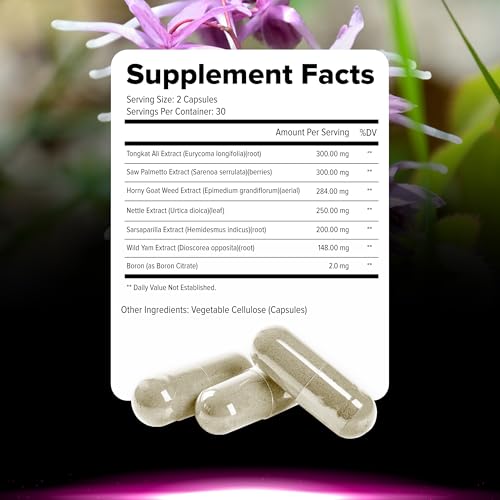 Testosterone Booster for Men - Male Enhancing Supplement Pills - Fast Acting Blood Flow, Muscle Growth, Stamina, Endurance & Strength - Boost Performance & Drive - 3rd Party Tested - 60 Capsules