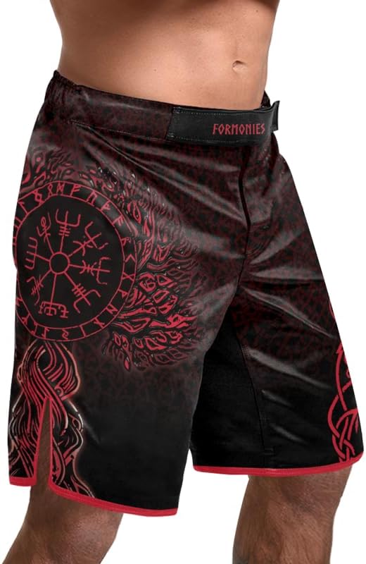 Viking Men's Fight Short MMA BJJ Training No Gi Grappling Shorts Trunks Fight Wear with Drawstring