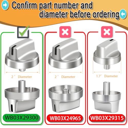 Image of Upgraded Metal WB03X29300 for GE Stove Knobs Replacements,Stainless Steel Finish,Compatible with JGP3030SL1SS JGP3030SL2SS JGP3036SL1SS Surface Burner Control Knobs, Gas Cooktop Replaces