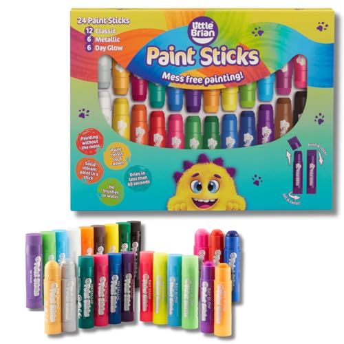 Little Brian Paint Sticks - Assorted 24 Packs Mess Free Painting for Kids Age 3+