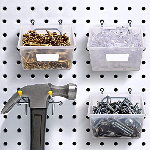Pegboard Bins With Hooks And Labels, Pegboard Bins Kit Diy Pegboard Baskets Accessories Workbench Bins For Organizing Hardware, Garage Storage, Craft Room, Tool Shed, Hobby Supplies (White,12 Packs) #TOP5