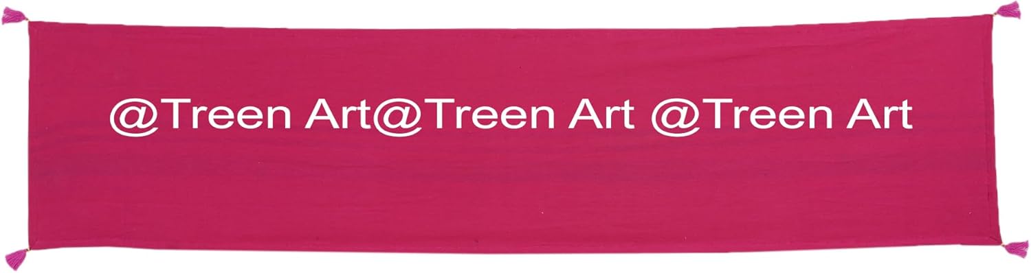 Treen Art 1 Table Runner with 6 Placemats for Kitchen, Dining, Living Room, Bedroom, Christmas, Decor Table Dinning Cloth Handmade Decorative Art Embroidered Patchwork (Pink, 20" x 60")