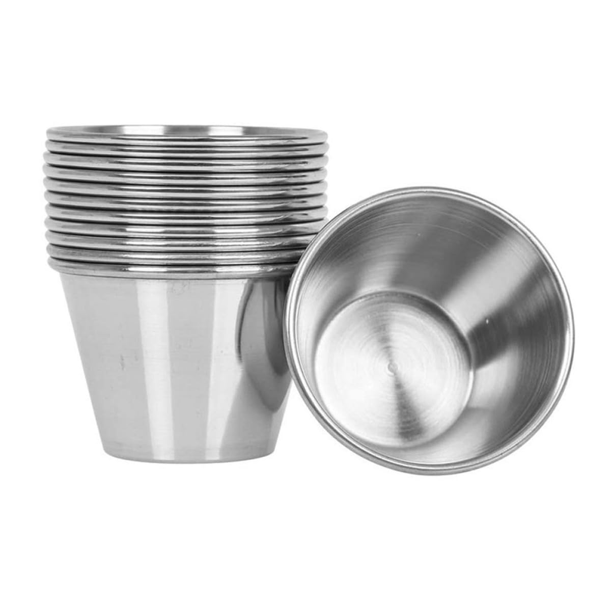 OSALADI 12 Kleine Runde Saucenschälchen aus Edelstahl Dipbecher für Gewürze und Saucen 6cm Spülmaschinengeeignet für Küche Grillparty und Picknick
