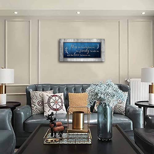 Christian Canvas Wall Art Living Room Wall Decor | Canvas Prints Bless The Food Before Us Wall Pictures | Navy Blue Painting Framed Artwork Bedroom Home Decoration,Ready To Hang 20"X 40" #TOP1