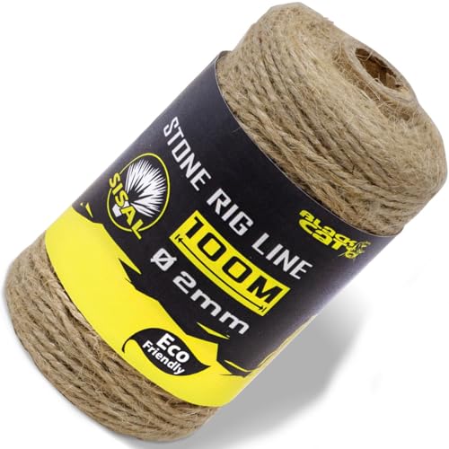 Black Cat Stone Rig Line 2mm - 100m Sisal Seil für Steinmontagen, Bindeschnur für Steine zum Wallerangeln, Schnur für Steine zum Welsangeln Black Cat Stone Rig Line 2mm - 100m Sisal Seil für Steinmontagen, Bindeschnur für Steine zum Wallerangeln, Schnur für Steine zum Welsangeln