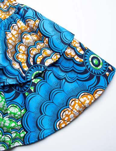 Image of Women's African Ruffle Long Sleeve Dress Ankara Print Maxi Dresses