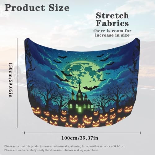 Image of Green Moon Castle Car Hood Cover Polyester Elastic Fabrics Can be Washed Suitable for Large SUV and Pickup Trucks