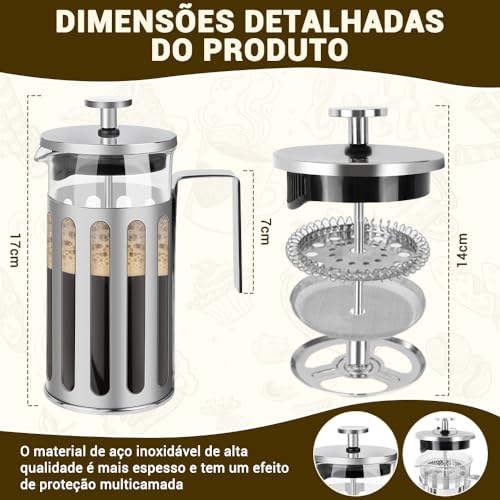 Yedelna Cafeteira Francesa Prensa, Prensas Francesas, 350ml, Prata