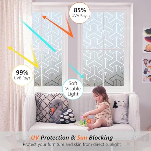 Image of Frosted Privacy Window Film - Static Cling Glass Sticker | No Glue /Privacy Protection /UV Light Filter | Decorative Opaque Cover for Bathroom, Sliding Door, Office || (24 X 84 | INCH)
