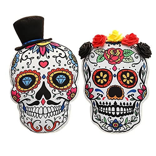 Sugar Skull Gothic Decor Throw Pillows Valentine s Day Couples Gifts for Couch Sofa 3D Shaped Cushion Home Decorations Cute Room Decor for Girls