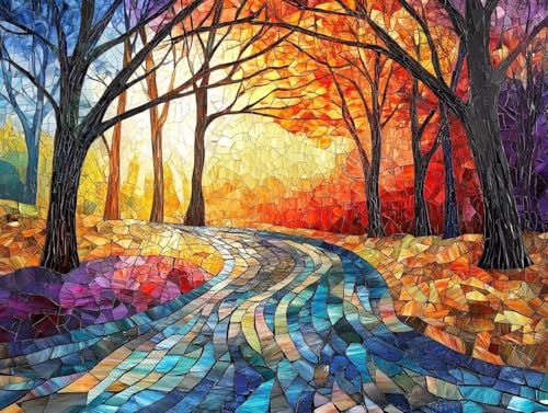 Pintura por números adultos de bosque abstracto en lienzo DIY de 50x60 cm