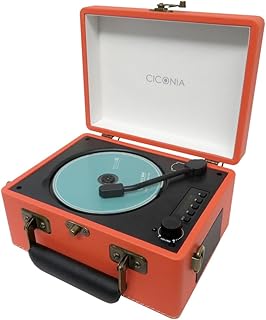 CICONIA レトロ型CDプレーヤー CCD-0010 ブラウン オレンジ ライトブルー Bluetooth送信受信 USB再生 AUXIN (オレンジ) リモコン付き