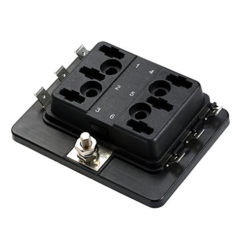 Sangmei Suporte de caixa de fusíveis de mini lâmina de 6 vias APM ATM 5A 10A 25A para barco a motor