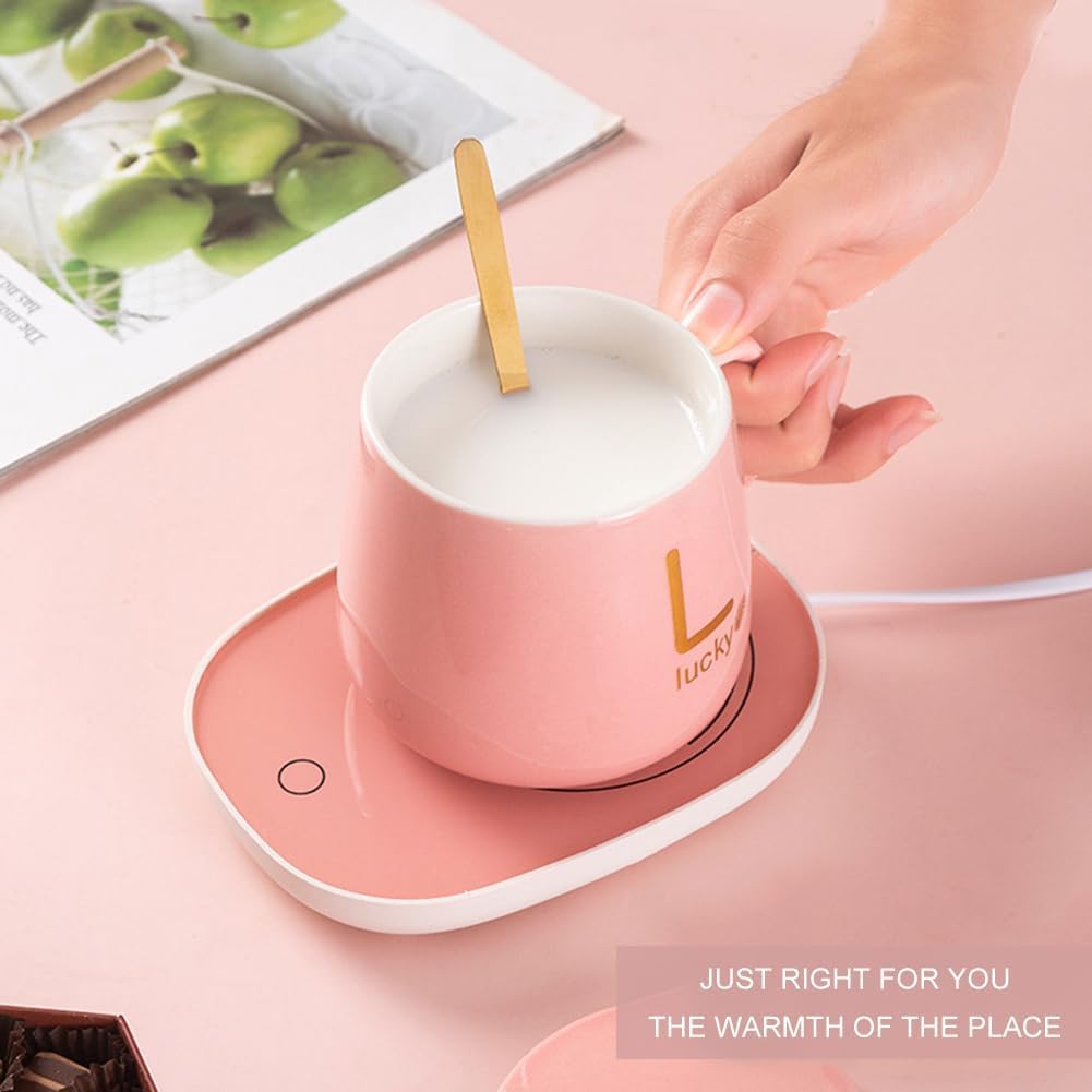 Scalda Bevande, Tazze Da Caffè, Scalda Tazza USB, Coffee Warmer, Scaldatazze da Caffè, Riscaldatore Caffè Intelligente, Scaldabagno Tazza USB Ufficio/Casa, Tazza Termica Caffè/Tè, Rosa