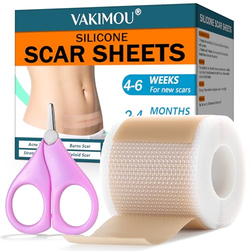 Silicone Scar Sheets,Silicone Scar Tape, Professional Scar Removal, Silicone Scar strips for Surgical scars tape, C-Section,Tummy Tuck (1.6x59''Roll-1.5M) Keloid bump removal