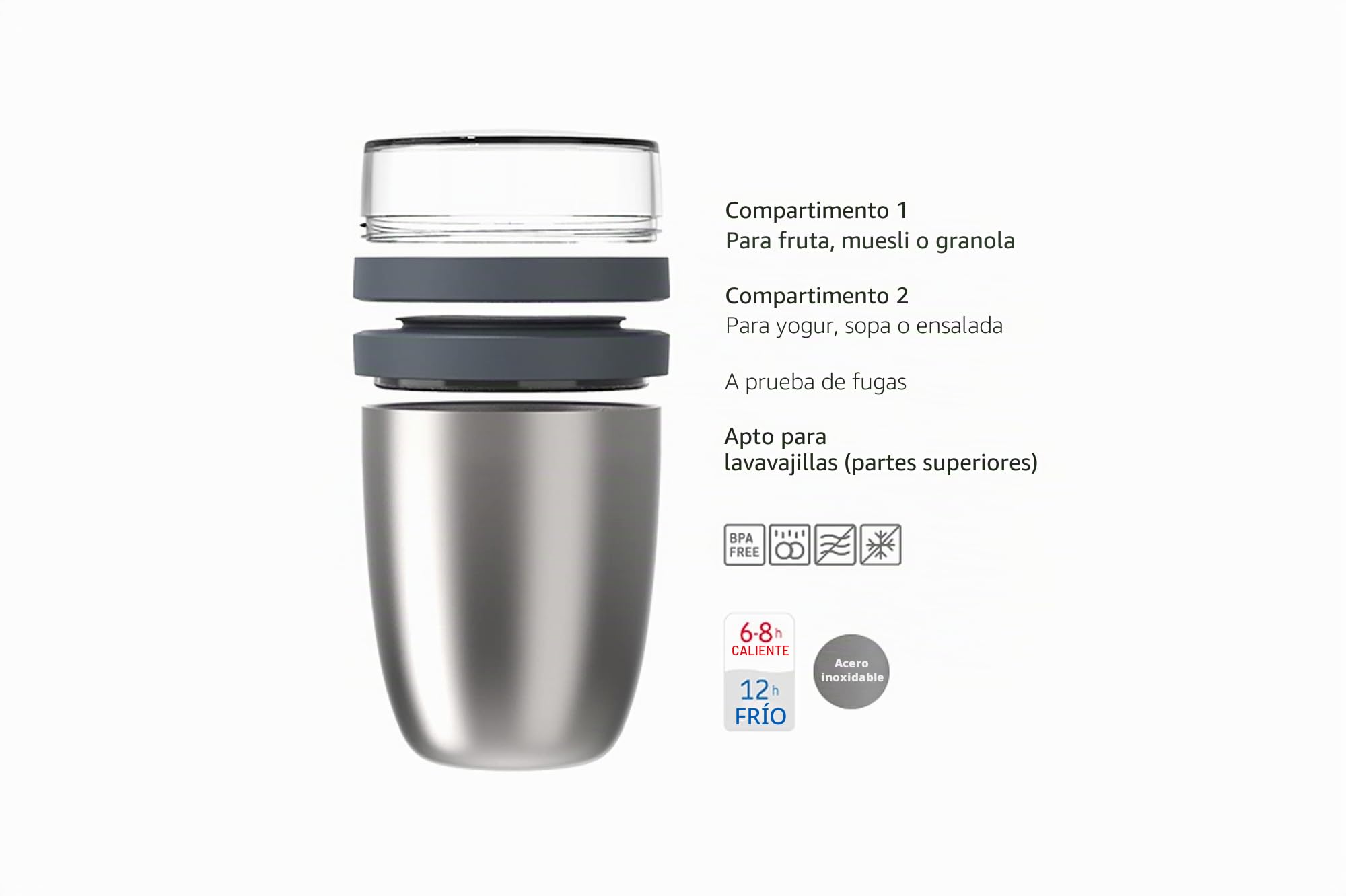 Mepal - Fiambrera Aislante Ellipse - Fiambrera Térmica - Práctica Termo Taza para Yogur y Sopa para Llevar - 6-8 Horas Caliente y 12 Horas Fría - 500 ml - Nordic Pink