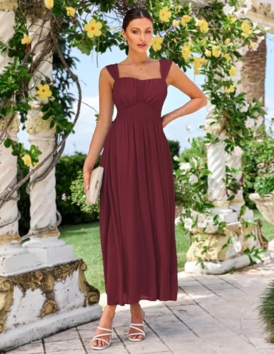 Image of GRACE KARIN 2026 Women's Summer Floral Wedding Guest Dress,Beach Flowy A Line Maxi Off Shoulder Bridesmaid Dresses