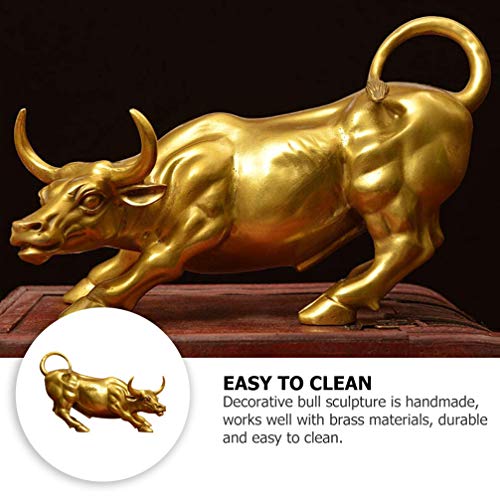 BESPORTBLE Latão Touro Zodíaco Chinês Boi Boa Fortuna Estatuetas de Feng Shui Ornamentos de Animais