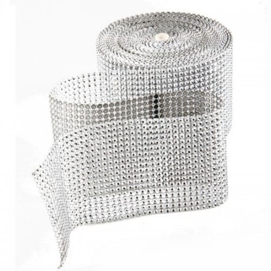 Diamante Effect Ribbon Bridal Weddings Cake Occasions 9mm, 10mm, 50mm and 120mm (10 Row - Clear, 9 Metres)